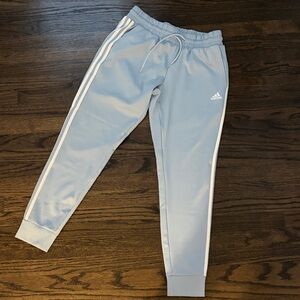 adidas Pale Blue Track Joggers with White Stripes